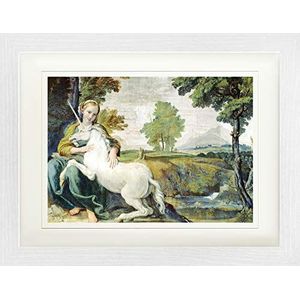 1art1 Domenichino Poster The Maiden And The Unicorn, 1602 Ingelijste Foto Met Passepartout | Muur Foto's | In Een Fotolijstje 40x30 cm
