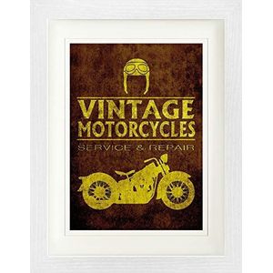 1art1 Motorrijden Poster Vintage Motorcycles Service And Repair Ingelijste Foto Met Passepartout | Muur Foto's | In Een Fotolijstje 40x30 cm