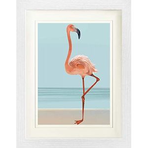 1art1 Flamingos Poster Beautiful Pink Flamingo Ingelijste Foto Met Passepartout | Muur Foto's | In Een Fotolijstje 40x30 cm