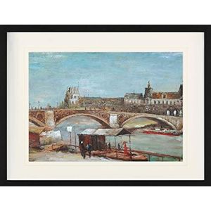 1art1 Vincent Van Gogh Poster The Pont Du Carrousel And The Louvre, 1886 Ingelijste Foto Met Passepartout | Muur Foto's | In Een Fotolijstje 80x60 cm