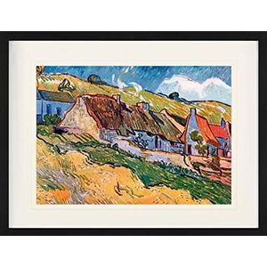 1art1 Vincent Van Gogh Poster Thatched Cottages At Auvers, 1890, Detail Ingelijste Foto Met Passepartout | Muur Foto's | In Een Fotolijstje 80x60 cm