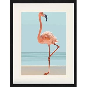 1art1 Flamingos Poster Beautiful Pink Flamingo Ingelijste Foto Met Passepartout | Muur Foto's | In Een Fotolijstje 80x60 cm