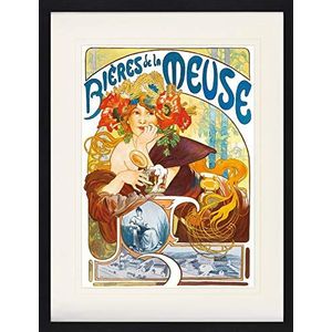 1art1 Alphonse Mucha Poster Beers Of The Meuse, 1897 Ingelijste Foto Met Passepartout | Muur Foto's | In Een Fotolijstje 80x60 cm