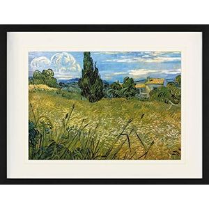 1art1 Vincent Van Gogh Poster Green Wheat Field With Cypress, 1889 Ingelijste Foto Met Passepartout | Muur Foto's | In Een Fotolijstje 80x60 cm