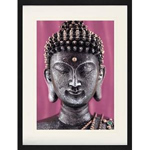 1art1 Boeddhisme Poster Buddha Statue Pink Ingelijste Foto Met Passepartout | Muur Foto's | In Een Fotolijstje 80x60 cm
