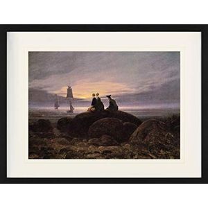 1art1 Caspar David Friedrich Poster Moonrise By The Sea, 1822, Detail Ingelijste Foto Met Passepartout | Muur Foto's | In Een Fotolijstje 80x60 cm