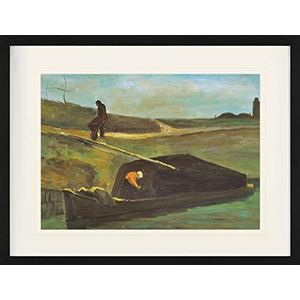 1art1 Vincent Van Gogh Poster Peat Boat With Two Figures, 1883 Ingelijste Foto Met Passepartout | Muur Foto's | In Een Fotolijstje 80x60 cm