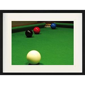 1art1 Billard Poster Snooker, Free Ball-Situation Ingelijste Foto Met Passepartout | Muur Foto's | In Een Fotolijstje 80x60 cm