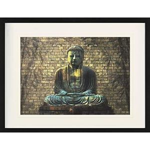 1art1 Boeddhisme Poster Buddha In Meditation Ingelijste Foto Met Passepartout | Muur Foto's | In Een Fotolijstje 80x60 cm