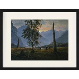 1art1 Johan Christian Dahl Poster Landscape With Memorial Stones, 1839 Ingelijste Foto Met Passepartout | Muur Foto's | In Een Fotolijstje 80x60 cm