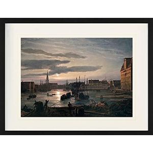 1art1 Johan Christian Dahl Poster Copenhagen Harbour By Moonlight, 1846 Ingelijste Foto Met Passepartout | Muur Foto's | In Een Fotolijstje 80x60 cm