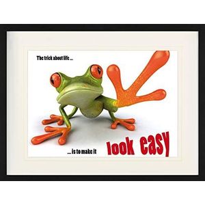 1art1 Kikkers Poster Easy Life, Frog Philosophy Ingelijste Foto Met Passepartout | Muur Foto's | In Een Fotolijstje 80x60 cm