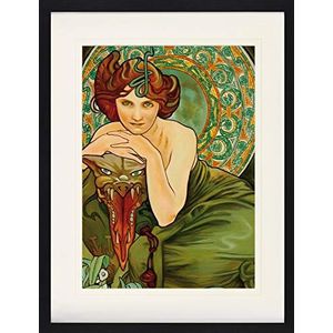 1art1 Alphonse Mucha Poster The Precious Stones, Emerald 1900 Ingelijste Foto Met Passepartout | Muur Foto's | In Een Fotolijstje 80x60 cm
