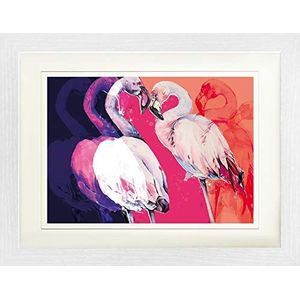 1art1 Flamingos Poster Flamingo Love Ingelijste Foto Met Passepartout | Muur Foto's | In Een Fotolijstje 40x30 cm