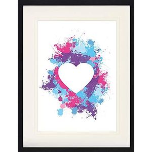 1art1 Silhouetten Poster Love Heart, Paint Splatters Ingelijste Foto Met Passepartout | Muur Foto's | In Een Fotolijstje 80x60 cm