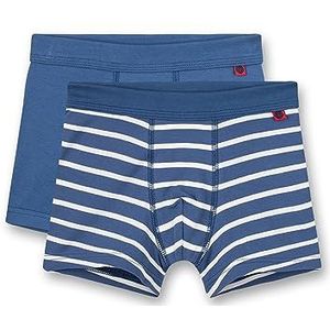 Sanetta Jongensshorts in dubbelpak blauw boxershort, ink blue, 92 cm
