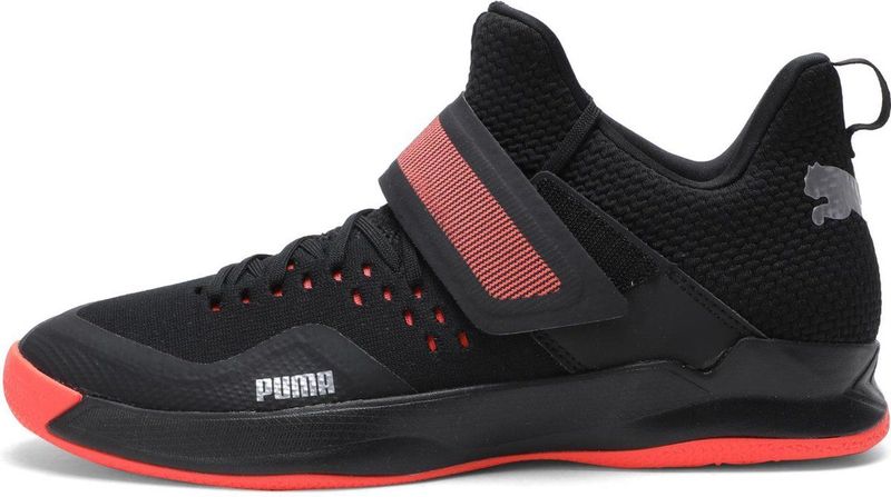 Puma - Rise XT Netfit 2 - Volleybalschoenen - Zwart/Rood - Mesh/Kunststof