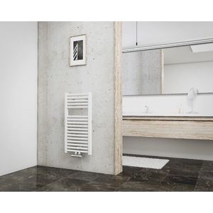 Schulte EP07640-M 04 designradiator 40 x 75 cm München met midden onderaansluiting,  314 Watt, alpine-wit, 40 x 78cm, radiator voor de badkamer