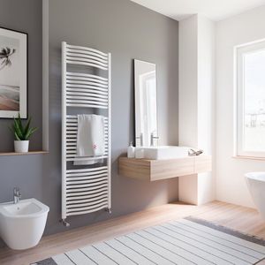 Schulte EP712060 04 designradiator 60 x 121 cm Olympia, 747 Watt, alpine-wit, mooi gebogen radiator voor de badkamer en keuken