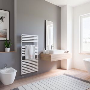 Schulte designradiator Genf, 60 x 118 cm, 718 Watt, alpine-wit, EP038020 04, radiator horizontaal met rechthoekige buizen