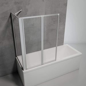 Schulte badwand 2 delig 89x121cm - met zijwand - incl. lijmen zonder boren - zijwand voor een bad van 70cm - transparant - alu