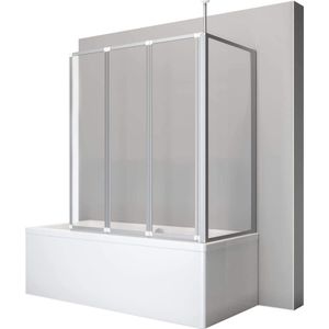 Schulte badwand - 3 delig - met zijwand - voor een bad van 70 cm - 129x70x140cm - alu - transparant