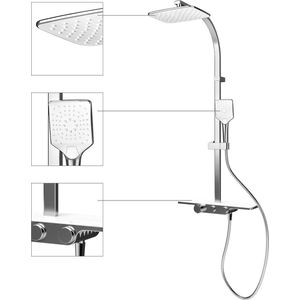 Schulte Regendouche Square Douchesysteem Rain - thermostaatkraan met rek - chroom/wit