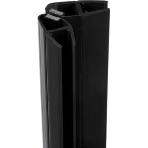 Schulte universeele afdichtstreep - zelf inkortbaar - magnetisch - 90 graden hoek - voor deuren met zijwand - lengte 200cm - zwart - voor glas dikte 5-8mm
