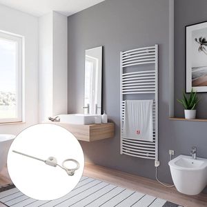 Schulte EUROPA - elektrische designradiator - 60x153cm - wit - handdoekdroger - temperatuurregeling aansluiting rechts - warmteregelaar - 600 Watt