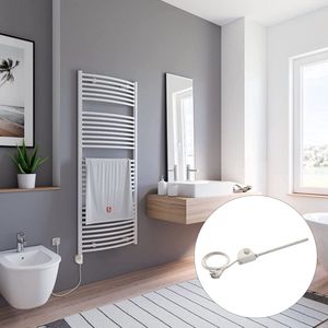 Schulte EUROPA - elektrische designradiator - 60 x 153 cm - wit - handdoekdroger - temperatuurregeling aansluiting links - warmteregelaar - 600 Watt