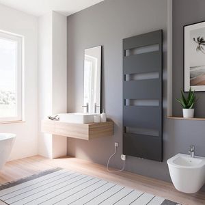 Schulte TURIN - elektrische designradiator - 60x170cm - antraciet - handdoekdroger - temperatuurregeling aansluiting links - 600 Watt