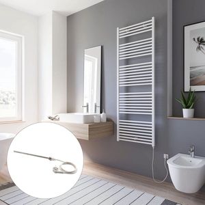 Schulte TURBO - elektrische designradiator - 60x170 cm - wit - handdoekdroger - continustroom aansluiting rechts - 900 Watt