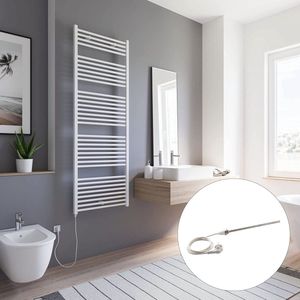 Schulte TURBO - elektrische designradiator - 60x170cm - wit - handdoekdroger - continustroom aansluiting links - 900 Watt
