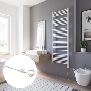 Schulte TURBO - elektrische designradiator - 60x170cm - wit - handdoekdroger - temperatuurregeling aansluiting rechts - 900 Watt
