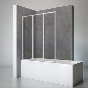 Schulte badwand - 3 delig - 127x140cm - mat aluminium - transparant veiligheidsglas