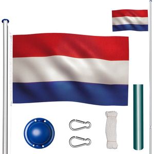 Aluminium vlaggenmast in hoogte verstelbaar met vlag - Nederland