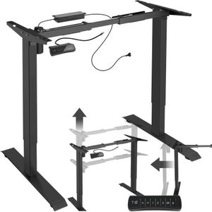 tectake® Tafelframe - Elektrisch in hoogte verstelbaar - Verstelbaar bureau van staal - Variabele framebreedte, geheugenbediening en alarmfunctie - Max. werkhoogte 121cm - Zwart