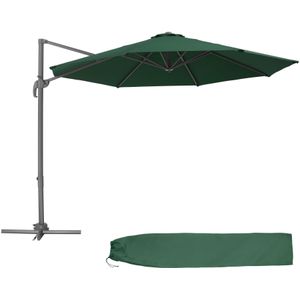 tectake Parasol Daria Ø 300cm met voetpedaal en beschermhoes - groen - 403134 - groen Metaal 403134