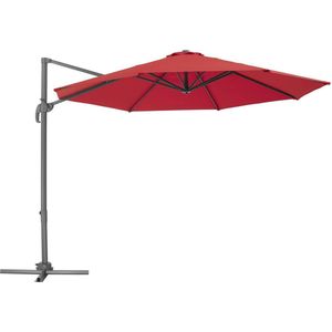 tectake® - Grote zweefparasol met beschermhoes, Ø 300 cm, in hoogte verstelbaar, opvouwbaar, met voetpedaal en zwengel - UV-bescherming 50+ - Tuinparasol, voor terrasoverkapping of balkon - wijnrood