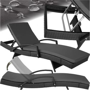 Wicker ligbed Océane met aluminium frame - zwart