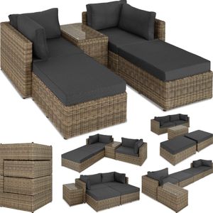 tectake® - Wicker loungeset tuinset ligbed San Domino - natuurkleur- 403168