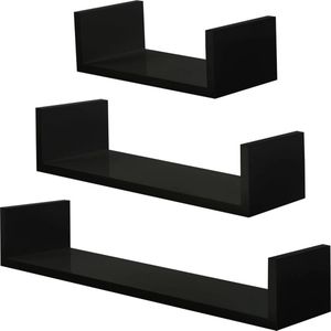tectake 3 muurplanken Luisa - zwart - 403178 - zwart Vervaardigd hout 403178