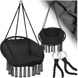 tectake® Hängesessel, mit Sitz- und Rückenpolster, große Zierquasten, 80 x 72 x 125 cm
