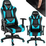 Tectake® - Bureaustoel Twink - Gamestoel - Gaming Chair - Zwart/Azuurblauw - 403206