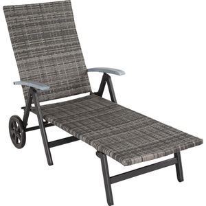 Wicker ligbed Auckland opvouwbaar met aluminium frame - grijs