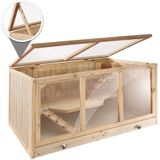 tectake® Nagerkäfig, aus Holz, aufklappbares Dachgitter, 95 x 50 x 50 cm