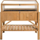 Hoge plantenbak met legplank en kweekopzet 119x53x124cm - bruin