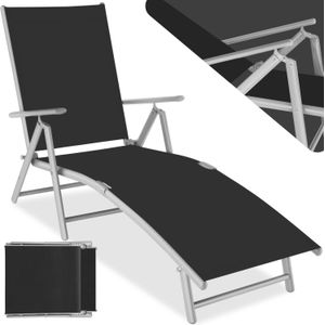 Ligbed Marisol - Aluminium - Zwart/Zilver - 7 Verstelbare Standen