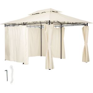 tectake Luxe tuinpaviljoen Emine met 6 zijdelen - crème - 403268 - beige Polyester 403268