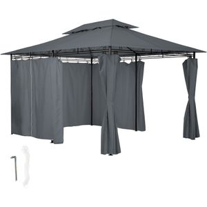 tectake® - Luxe tuinpaviljoen met 6 zijdelen - antraciet - 400x300cm - 403269